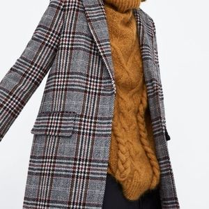 Zara plaid coat xs
